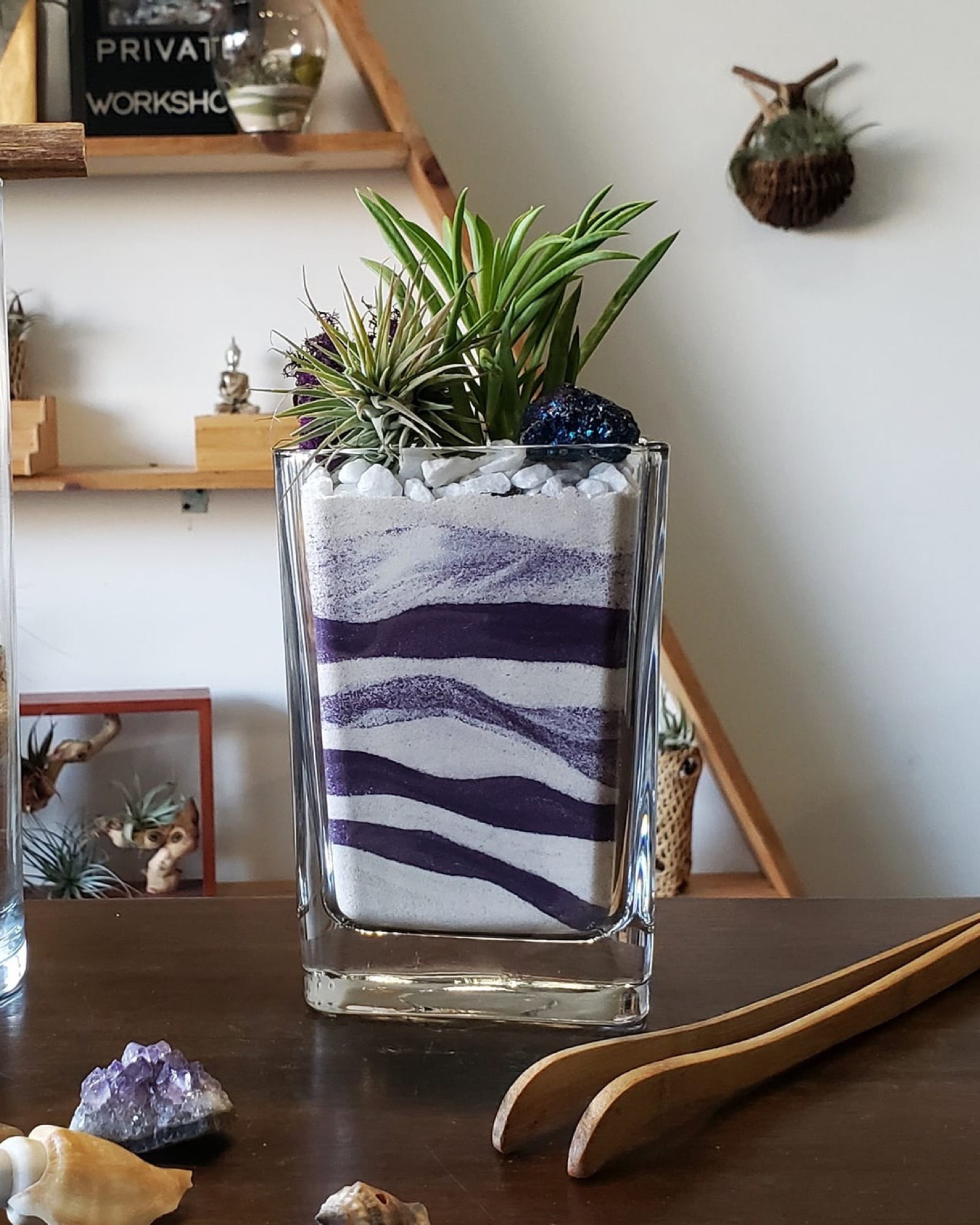A close look at raked sand and stones in a styled Zen Garden